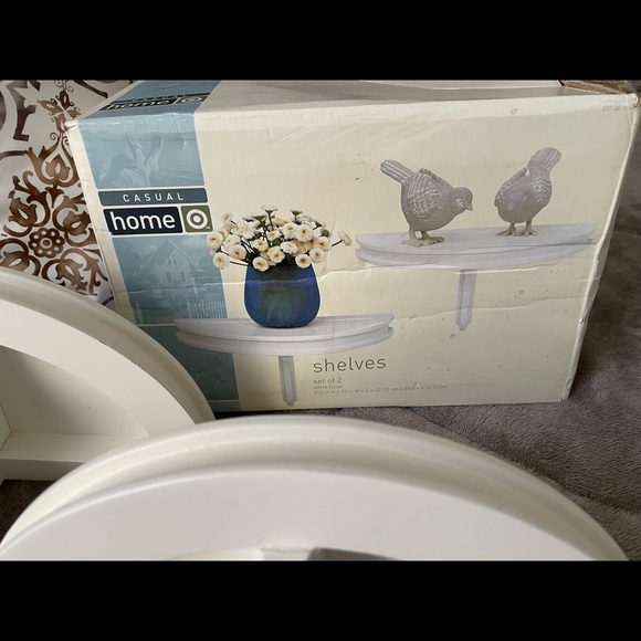 White Wooden Half Moon Wall Shelves (2) - Picture 3 of 4